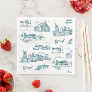Nashville Toile Twilight on White Napkin