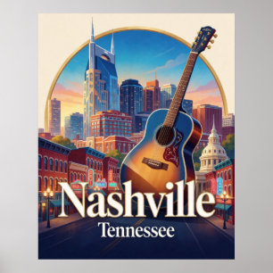 Nashville USA Music City Travel Poster