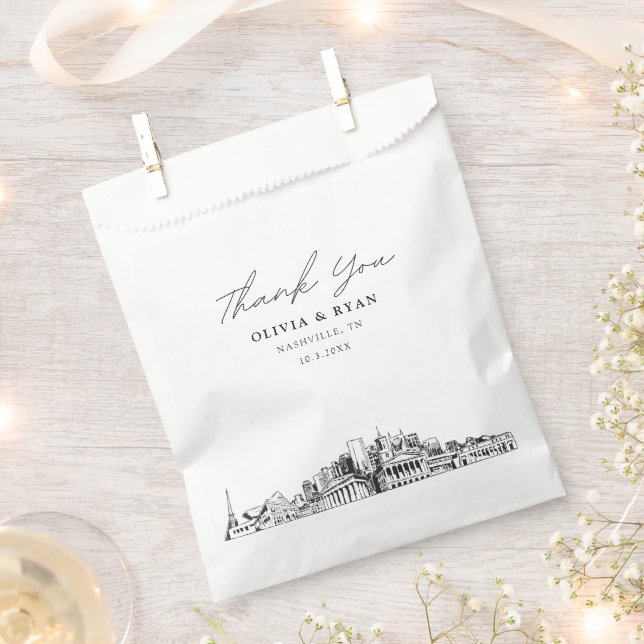 Nashville Wedding Skyline Personalized Favour Bag  (Clipped)