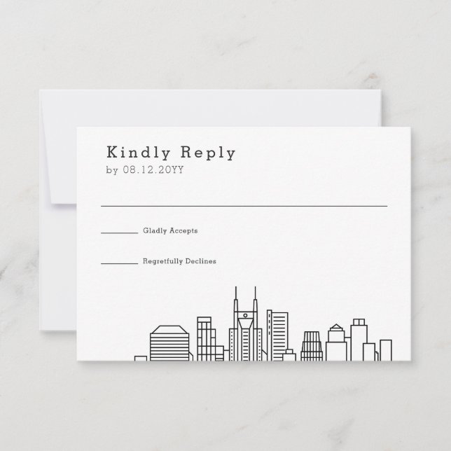 Nashville Wedding | Stylized Skyline RSVP Card (Front)