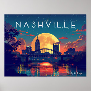 Nashville's Shelby Street Bridge Poster