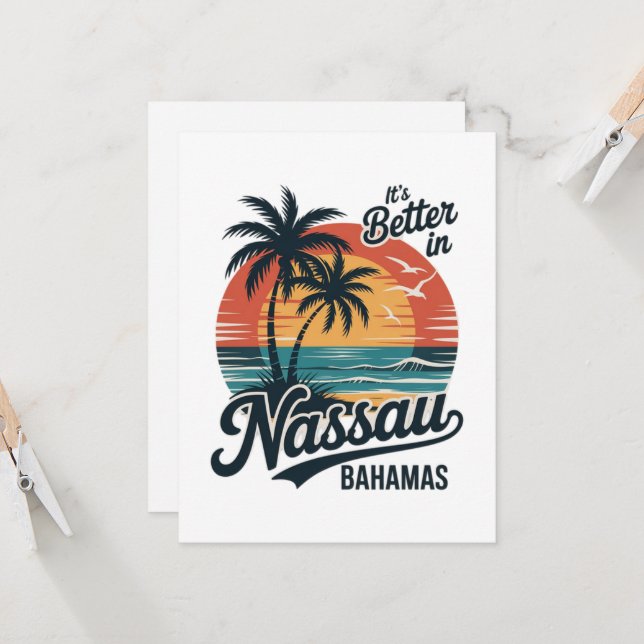 Nassau Bahamas Beach Summer Invitation (Front/Back In Situ)