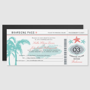 Nassau Bahamas Mariage Boarding Pass Invitation