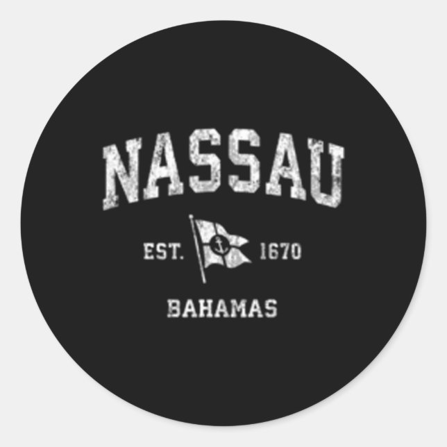 Nassau Bahamas Nautical Boat Anchor Flag Sports Classic Round Sticker (Front)