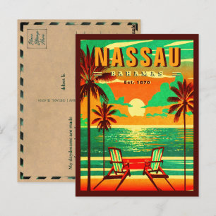 Nassau Bahamas Retro Seagull Souvenir 1950s Postcard