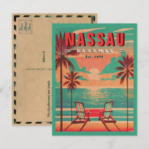 Nassau Bahamas Retro Seagull Souvenir 1950s Postcard