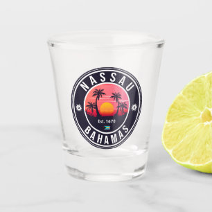 Nassau Bahamas Retro Sunset Souvenirs 80s Shot Glass
