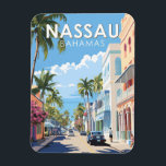 Nassau Bahamas Travel Art Vintage Magnet<br><div class="desc">Nassau retro vector travel design. It lies on the island of New Providence,  with neighbouring Paradise Island accessible via Nassau Harbour bridges.</div>