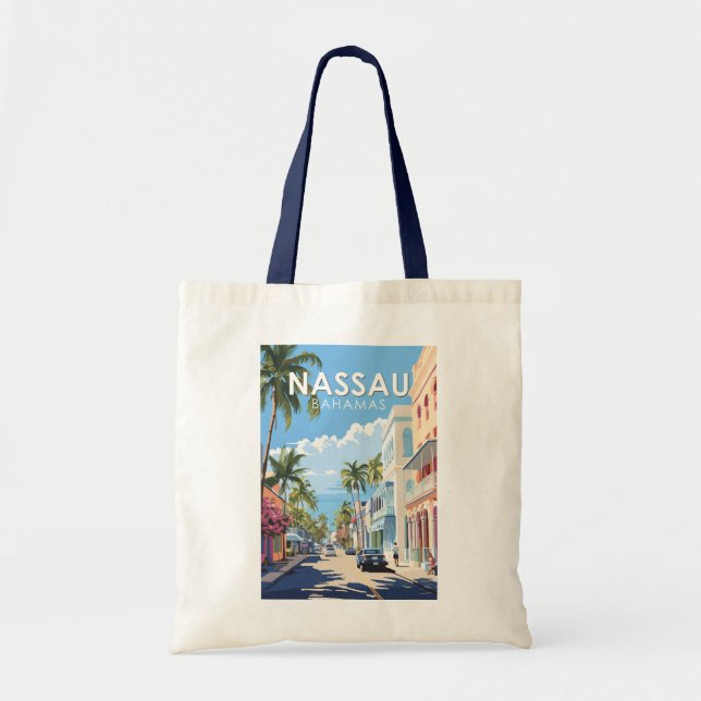 Nassau Bahamas Travel Art Vintage Tote Bag (Front)