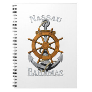 Nassau Bahamas Vacation Nautical Anchor Helm Saili Notebook