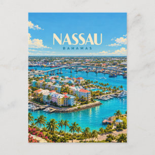 Nassau Bahamas Vintage Travel Art Postcard
