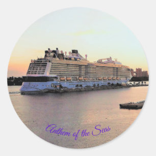 Nassau Harbour Daybreak with Cruise Ship Custom Classic Round Sticker