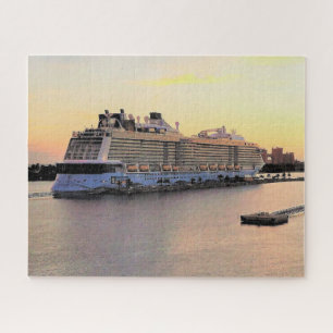 Nassau Harbour Daybreak with Cruise Ship Jigsaw Puzzle