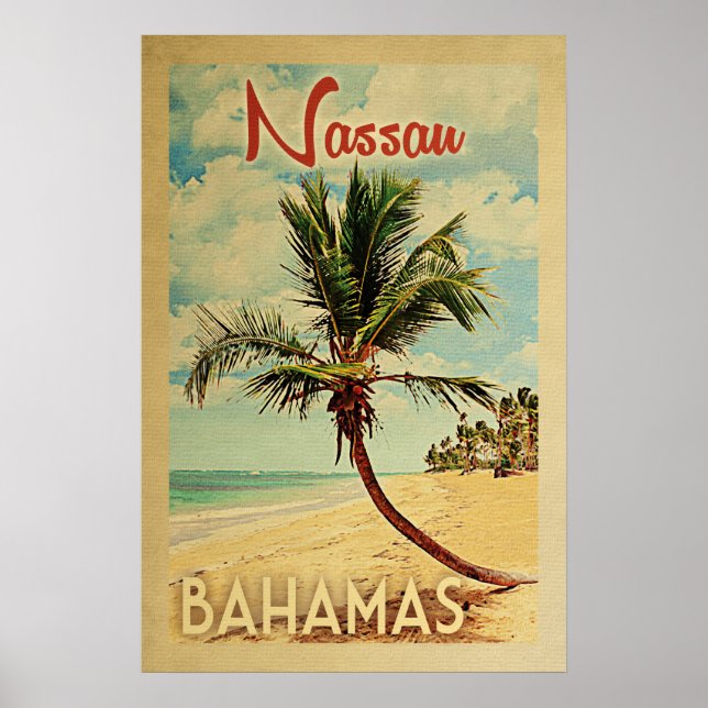 Nassau Palm Tree Vintage Travel Poster (Front)