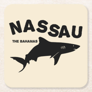 Nassau - The Bahamas Shark Diving T-Shirt Square Paper Coaster