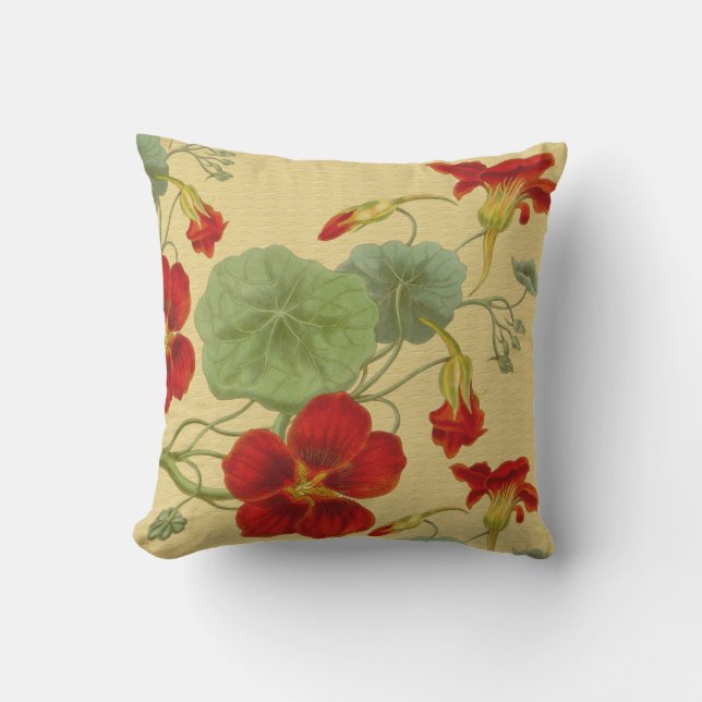 Nasturces rouges sur le coussin extérieur 16x16 (Recto)