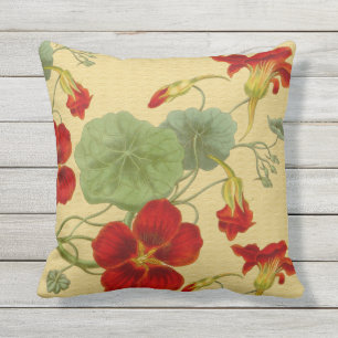 Nasturces rouges sur le coussin extérieur 16x16