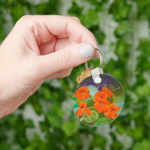 Nasturtium Bloom - Botanical Pastel Keychain