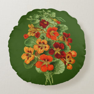 Nasturtium Flowers Round Pillow