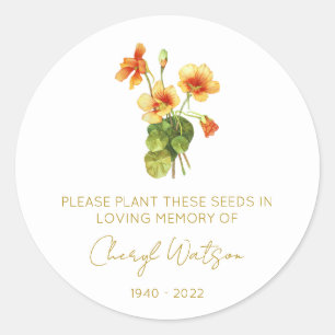 Nasturtium Simple Memorial Seed Packet Classic Round Sticker