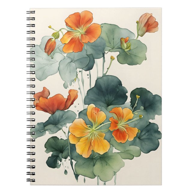 Nasturtium - Watercolor flowers Notebook (Front)