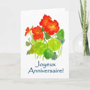Nasturtiums Birthday Card - French Greeting