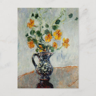 Nasturtiums in a Blue Vase by Monet Postcard