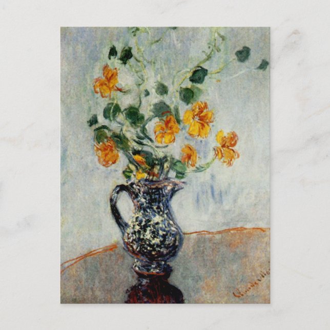 Nasturtiums in a Blue Vase by Monet Postcard (Front)