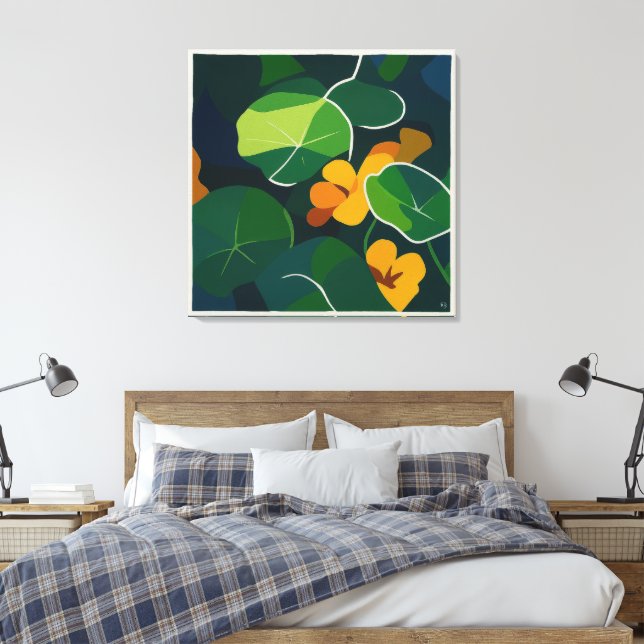 Nasturtiums  - Large Canvas Print (Insitu(Bedroom))