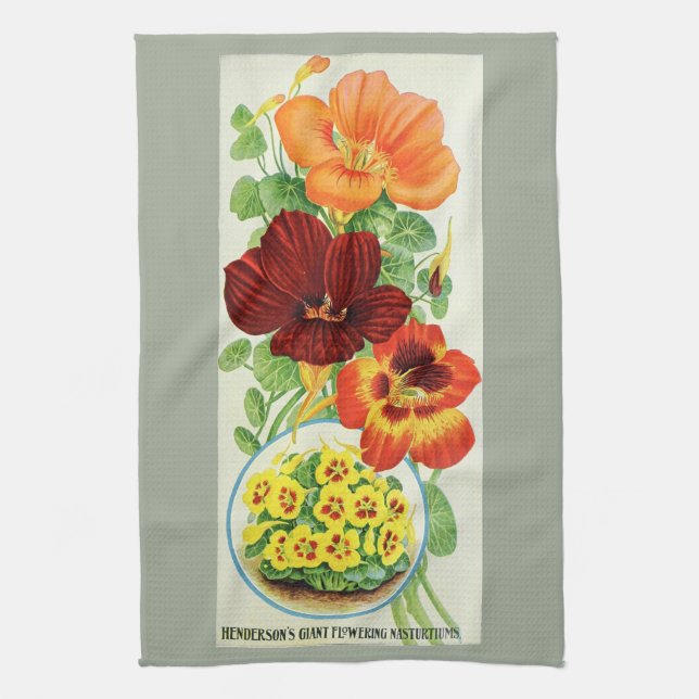 Nasturtiums of 1906 kitchen towel (Vertical)