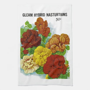 Nasturtiums Seed Packet Label Kitchen Towel