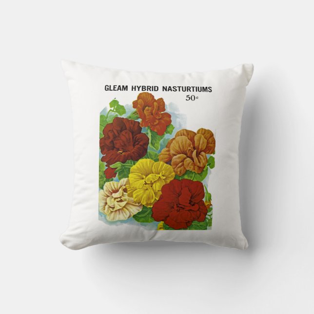 Nasturtiums Throw Pillow (Front)
