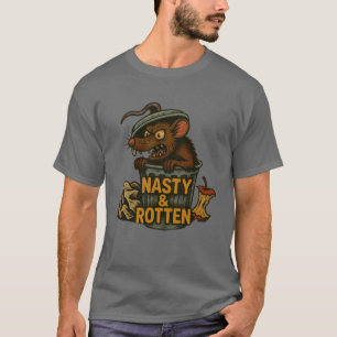 Nasty and Rotten rat in garbage can graphic T-Shirt