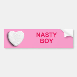NASTY BOY CANDY HEART BUMPER STICKER