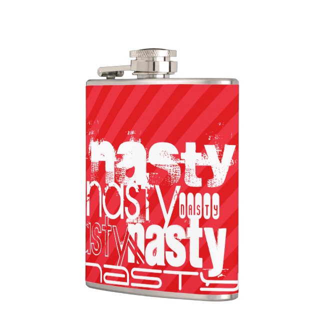 Nasty; Scarlet Red Stripes Hip Flask (Left)