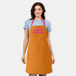 Nasty woman orange hot pink modern typography apron