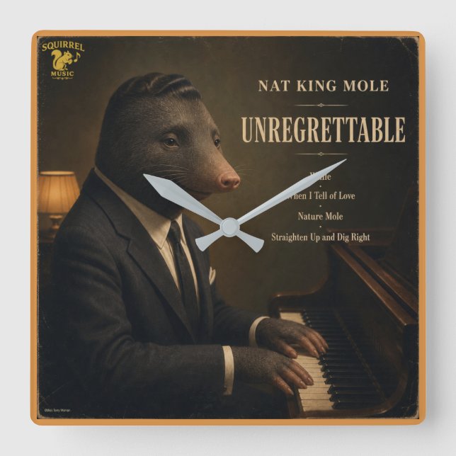 Nat King Mole Album: a Parody Square Wall Clock (Front)