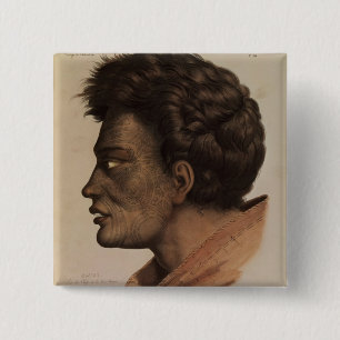 Natai, a Maori chief from Bream Bay, New Zealand 2 Inch Square Button