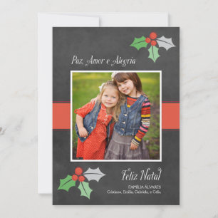 Natal Cartão Fotográfico   Paz Amor e Alegria Holiday Card
