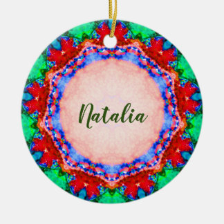 NATALIA Christmas Fractal Personalized  Ceramic Ornament