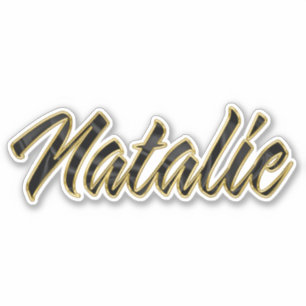 Natalie black gold lettering sticker