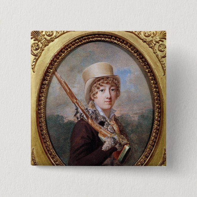 Natalie de Laborde de Mereville 2 Inch Square Button (Front)