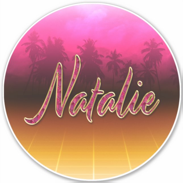 Natalie First Name golden pink sticker (Front)