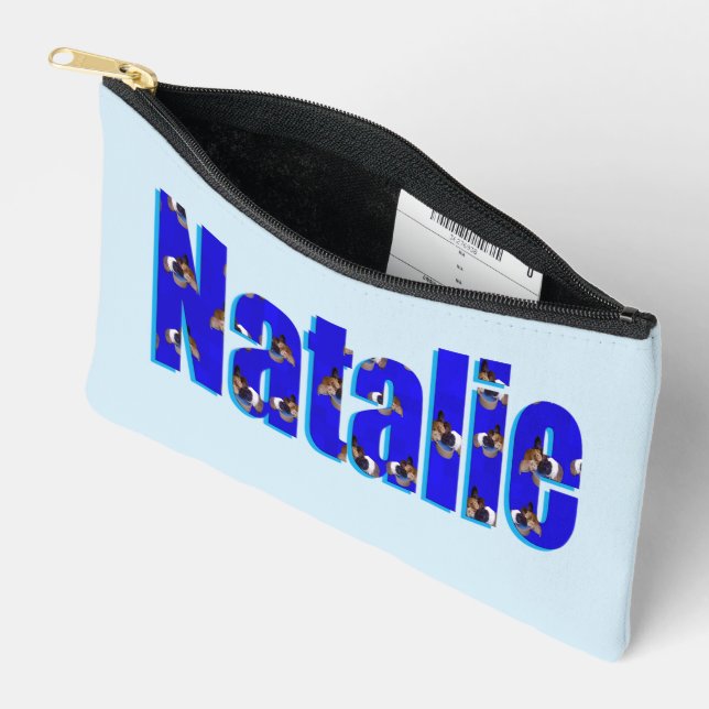 'Natalie' Name Made From Guinea Pigs, Accessory Pouch (Open)