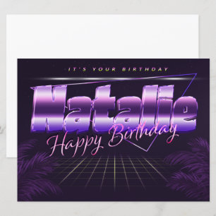 Natalie Name Vorname lila retro Karte Geburtstag Card