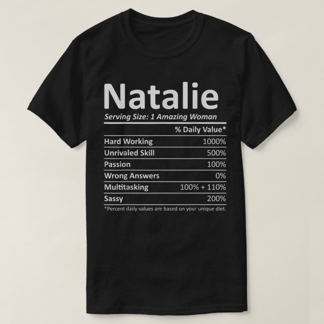 NATALIE Nutrition Personalized Name Funny Christma T-Shirt (Design Front)