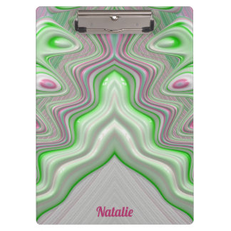 NATALIE ~ PASTEL 3D! Pink, Green and White GLOSSY Clipboard