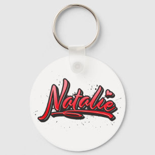 Natalie red Heart Graffiti Key Supporting Keychain