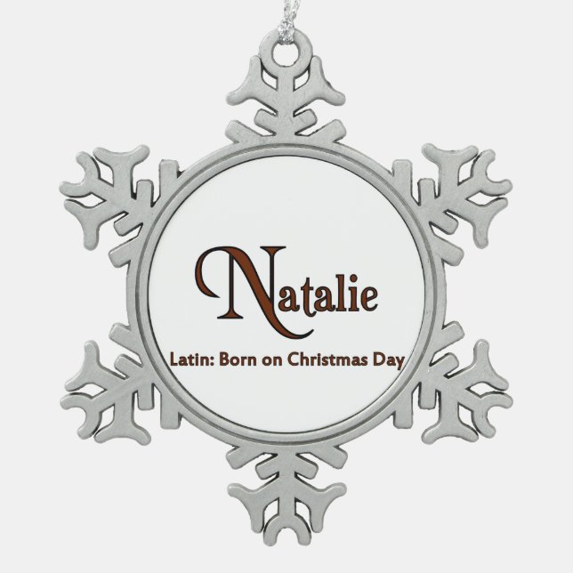 Natalie Snowflake Pewter Christmas Ornament (Front)