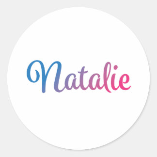 Natalie Stylish Cursive Classic Round Sticker